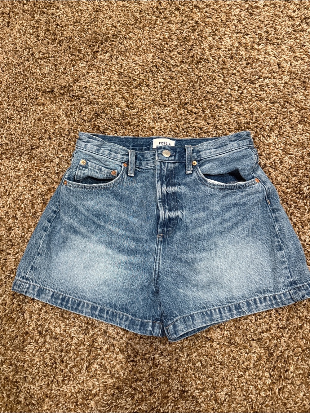 Pistola Light Blue High Waist Relaxed Denim Shorts